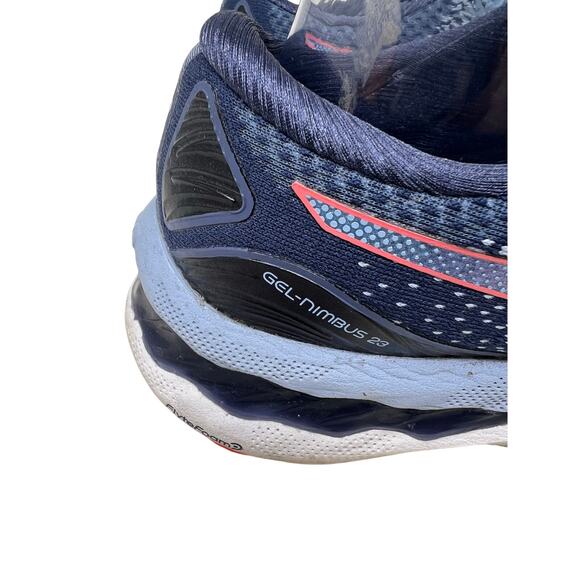 Asics Gel Nimbus Running Sneaker in Mist and Blazing Coral 7 - Picture 3 of 6